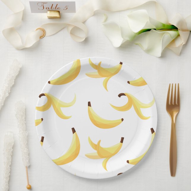 Funny Banana Pun Party pattern colourful - editabl Paper Plate (Wedding)