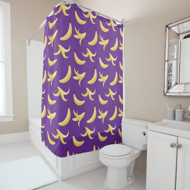 Funny Banana Pun Party pattern colourful - editabl Shower Curtain (In Situ)