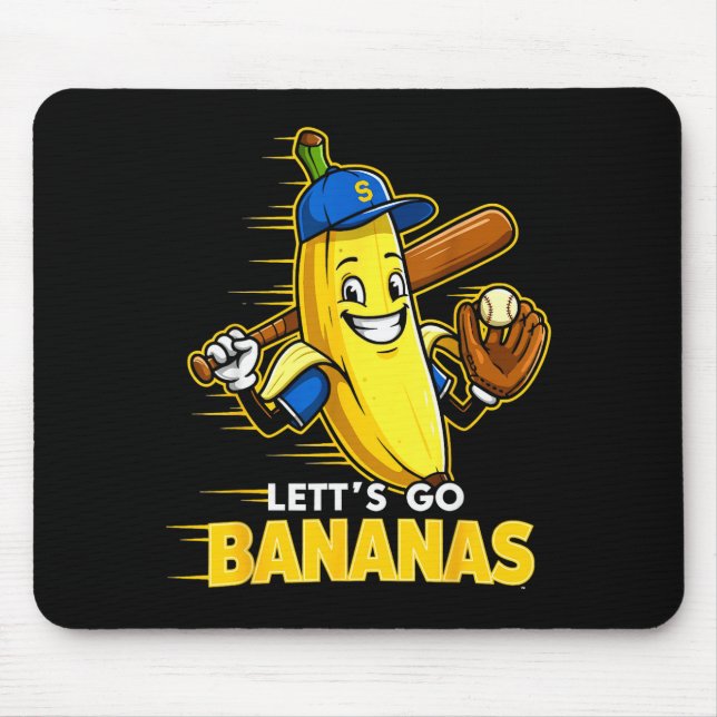 Funny Banana Shirts Gift Fruit Lovers Boys Lets Go Mouse Mat (Front)
