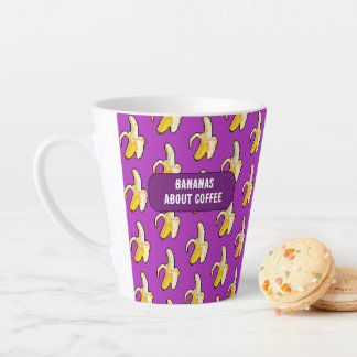 Funny Bananas About Coffee Bold Pixel Art Pattern Latte Mug