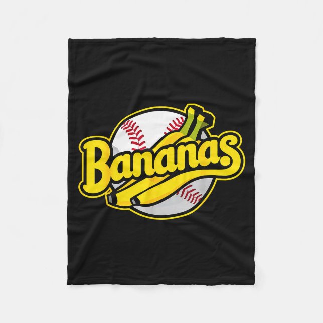 Funny Bananas Baseball Vintage Graphic  Fleece Blanket (Front)