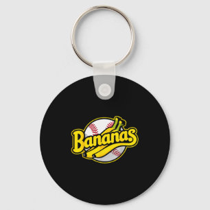 Funny Bananas Baseball Vintage Graphic Key Ring