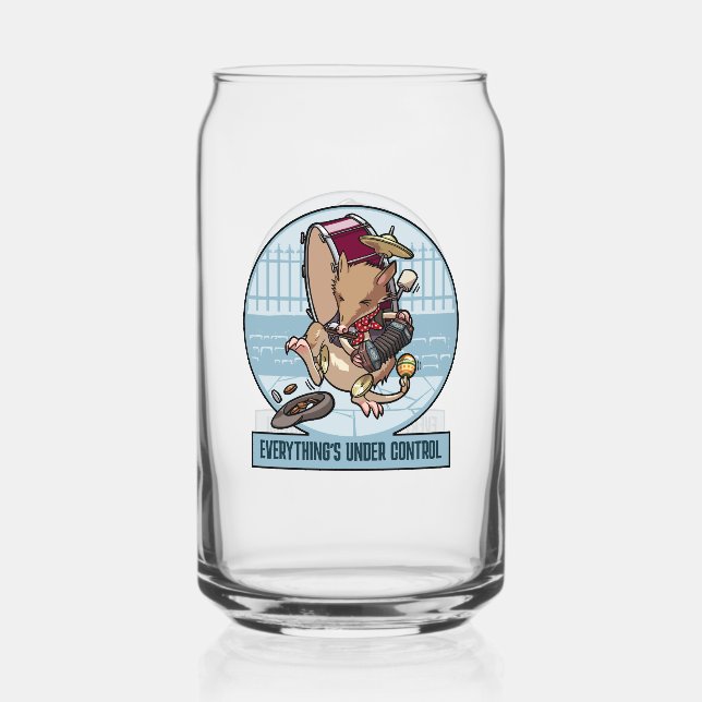 Funny Bandicoot Everything's Under Control Cartoon Can Glass (Front)