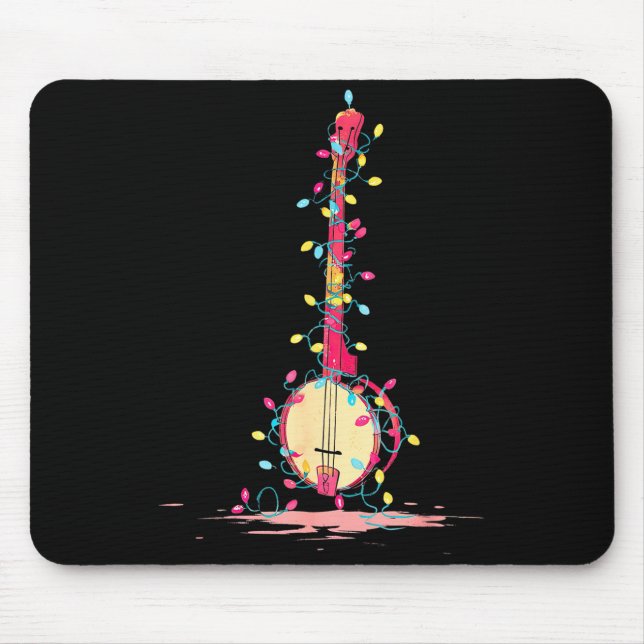 Funny Banjo Christmas Graphics Lights Lover Player Mouse Mat (Front)