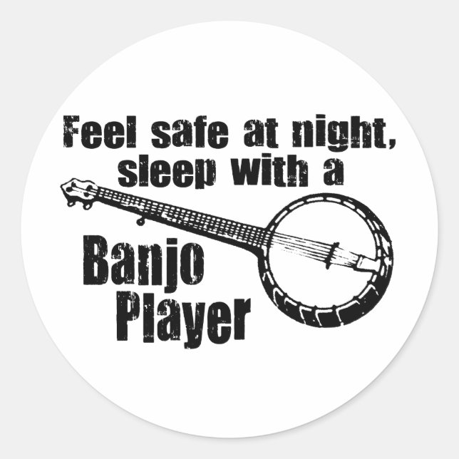 Funny Banjo Classic Round Sticker (Front)