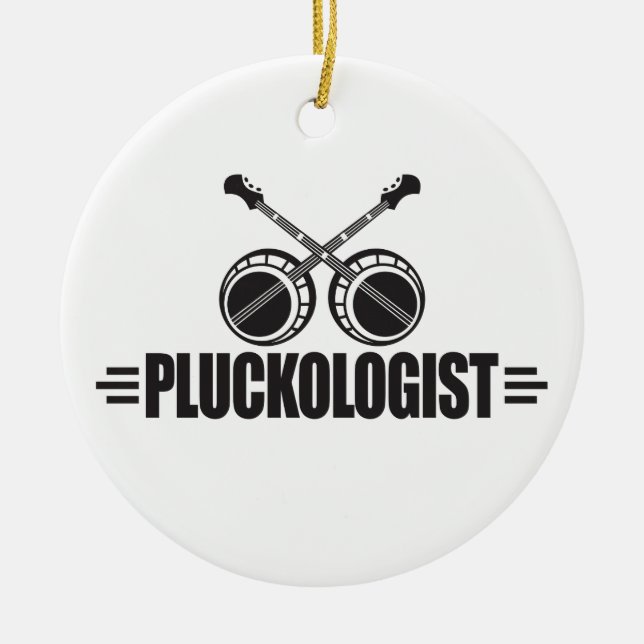 Funny Banjo Player Ceramic Tree Decoration (Front)