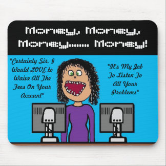 Funny Bank Clerk Cartoon Mouse Mat