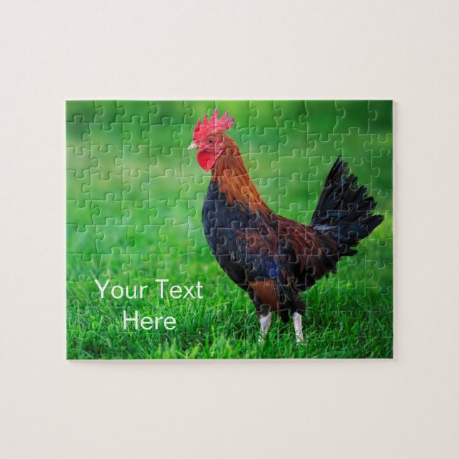 Funny Bantam Rooster Custom Jigsaw Puzzle (Horizontal)