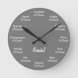 Funny Bar Alcohol Clock Personalized Gray