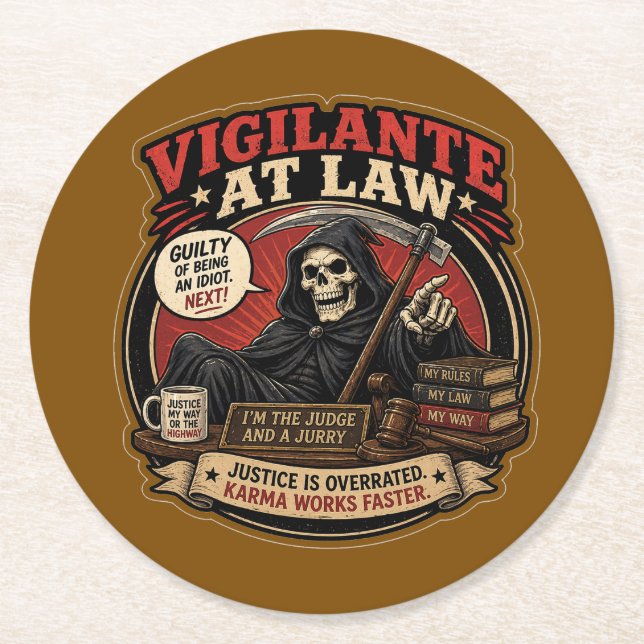 Funny Bar Round Paper Coaster (Front)