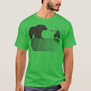Funny Barbecue Bear Grilling Nature Forest  T-Shirt