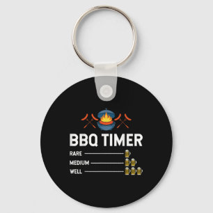Funny Barbecue Chef Bbq Timer Beer Drinking Party Key Ring