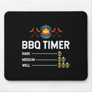 Funny Barbecue Chef Bbq Timer Beer Drinking Party Mouse Mat
