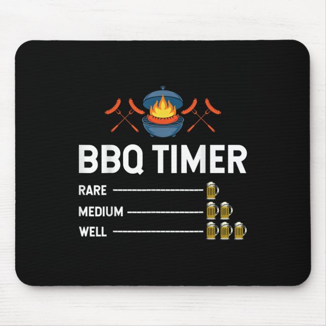 Funny Barbecue Chef Bbq Timer Beer Drinking Party  Mouse Mat (Front)