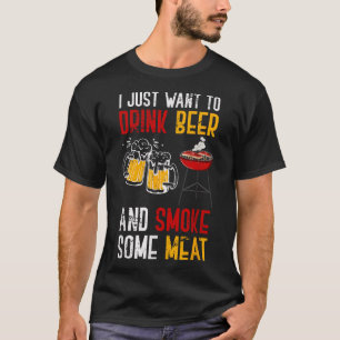 Funny Barbecue Chef Smoked Meat Beer Drinking Gift T-Shirt
