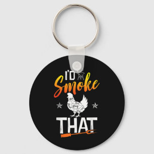 Funny Barbecue Chicken Graphic Women Men Meat Smok Key Ring