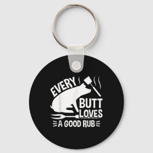 Funny Barbecue Design Grilled Pork Pig Bbq Key Ring