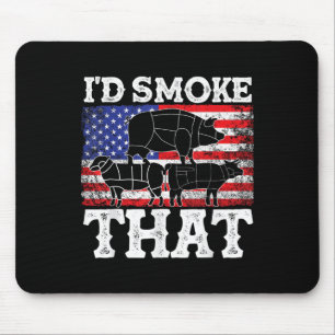 Funny Barbecue Id Smoke That Patriotic Grillmaster Mouse Mat