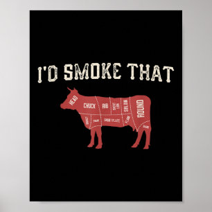 Funny Barbecue Lover Cow Graphic Women Men Meat Sm Poster