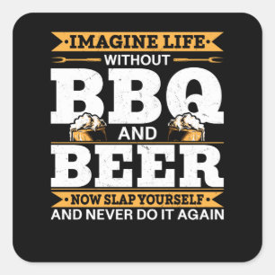 Funny Barbecue Meat Smoking Men BBQ Grilling Square Sticker