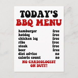 Funny Barbecue Menu Postcard