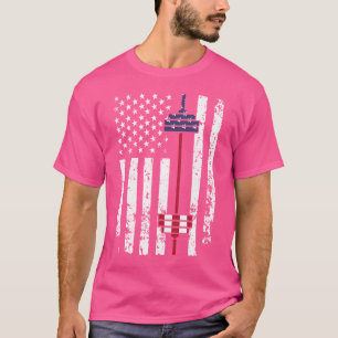 Funny Barbell Art Barbell Flag Weightlifting Fitne T-Shirt