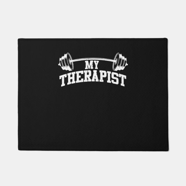 Funny Barbell Design For Men Women Weight Lifting Doormat (Front)