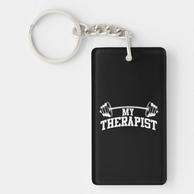 Funny Barbell Weight Lifting Gym Quote Key Ring (Front)