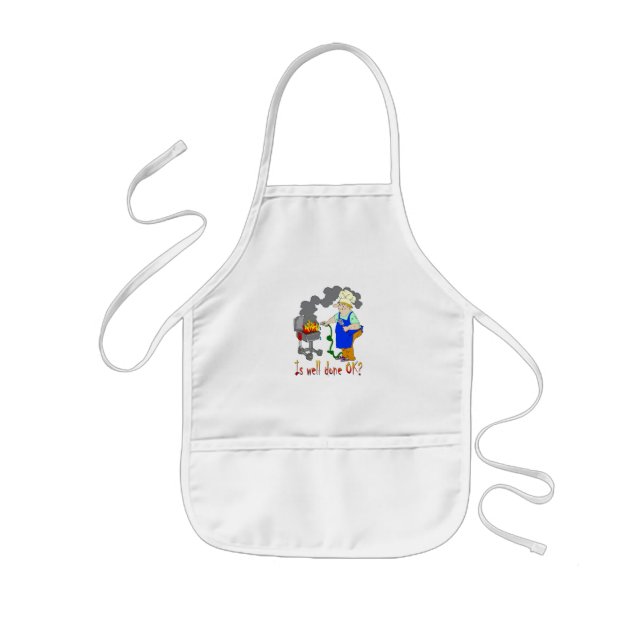 Funny Barbeque Design - Is Well Done OK? Kids Apron (Front)