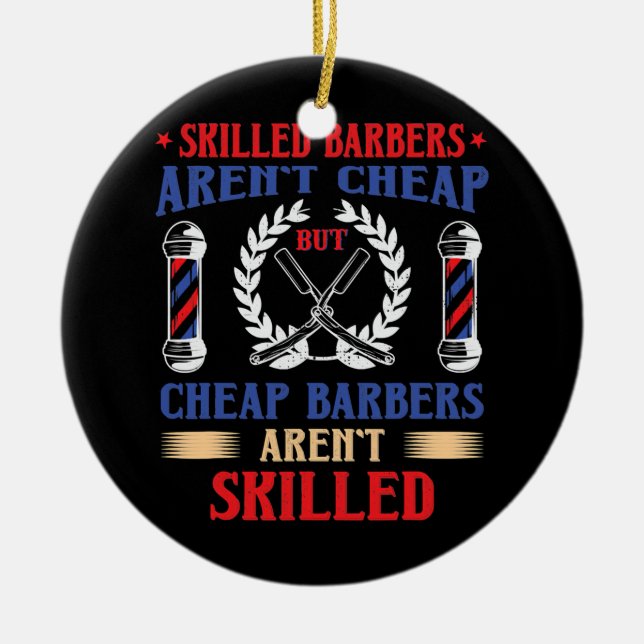 Funny Barber Hair Stylist Hairdresser Proud Ceramic Tree Decoration (Front)