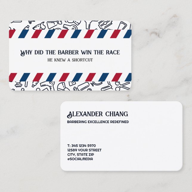 Funny Barbershop Hair Stylist Barber Hairdresser Business Card (Front/Back)
