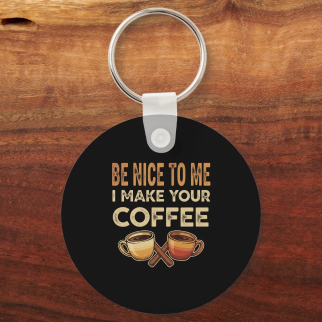 Funny Barista Cafe Lover Gift Key Ring (Front)