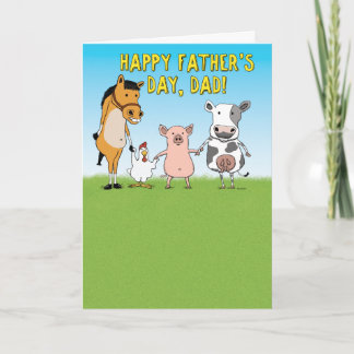 Funny Barn Animals Father's Day Card