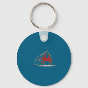 Funny Barn Christmas Graphics Lights Lover Farm Fa Key Ring