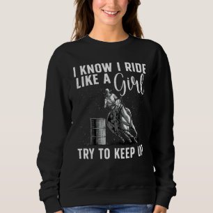 Funny Barrel Racing Art Girls Women Horse Racing L Sweatshirt