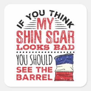 Funny Barrel Racing Shin Scar Rodeo Cowgirl Square Sticker