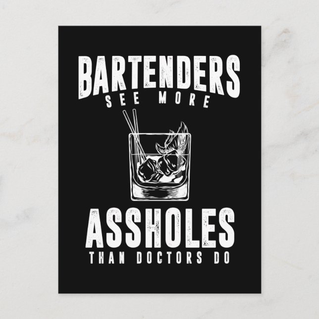 Funny Bartender Alcohol Mixer Barkeeper Joke Postcard (Front)