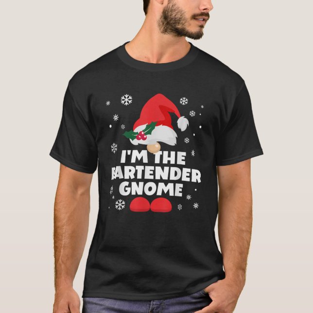 Funny Bartender Gnome Family Matching Group Happy  T-Shirt (Front)