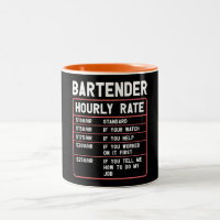 Funny Bartender Hourly Rate Two-Tone Coffee Mug
