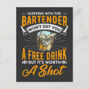 Funny Bartender Quote Bar Alcoholic Waiter Humour Postcard