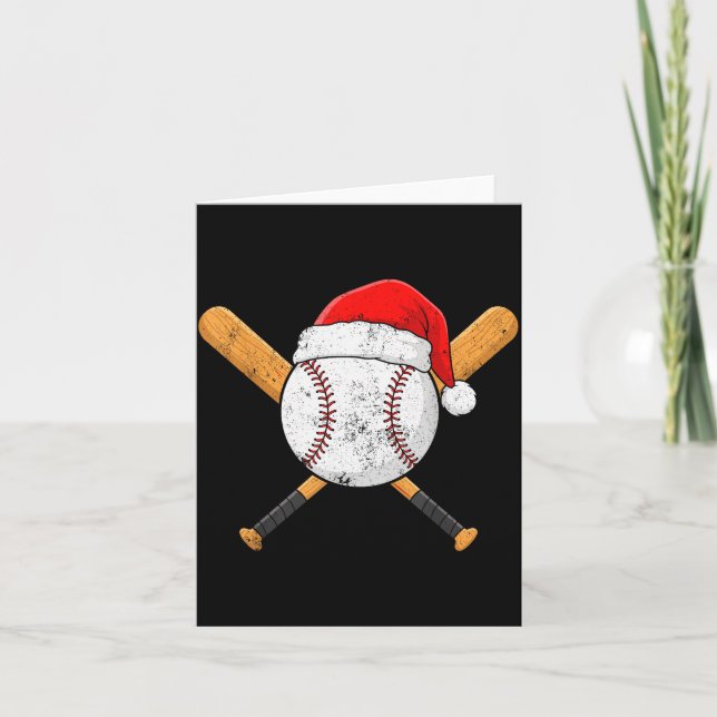 Funny Baseball Ball Santa Hat Xmas Pajamas Players Card (Front)