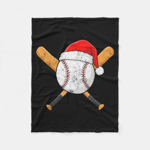 Funny Baseball Ball Santa Hat Xmas Pajamas Players Fleece Blanket