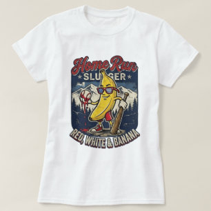 Funny Baseball Banana T-Shirt Vintage Patriotic US