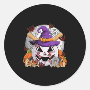 Funny Baseball Bat & Witch Hat Halloween Costu Classic Round Sticker