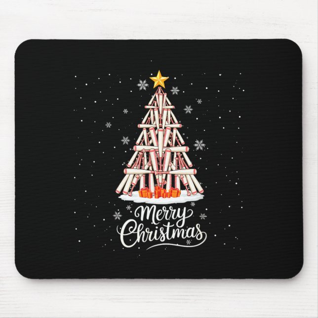Funny Baseball Bats Christmas Tree Lights Xmas For Mouse Mat (Front)