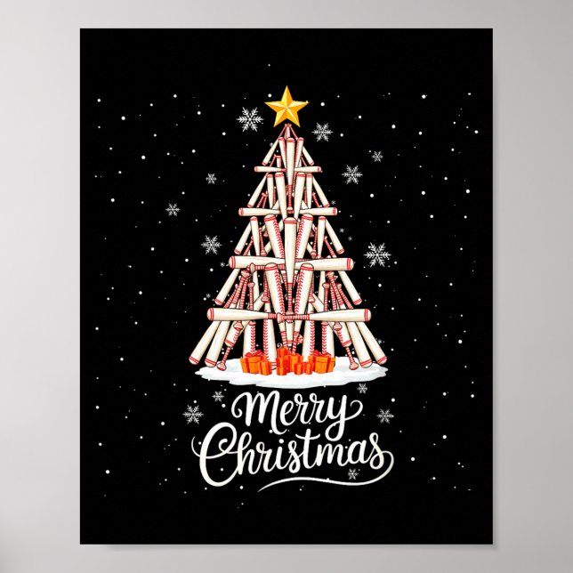 Funny Baseball Bats Christmas Tree Lights Xmas For Poster (Front)