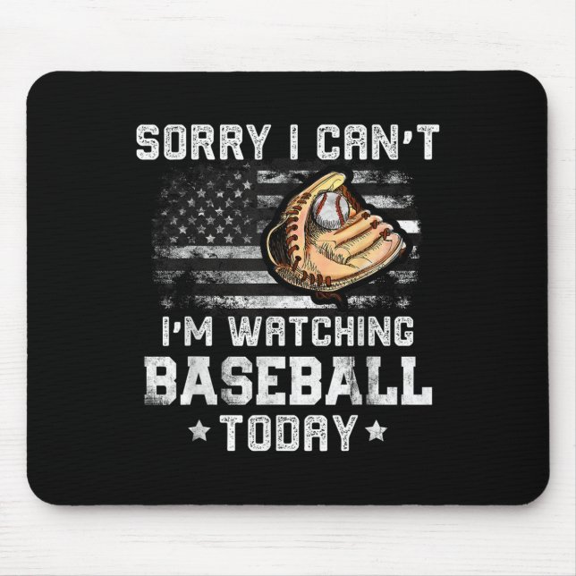 Funny Baseball Boys Sorry I Can't I'm Watching Bas Mouse Mat (Front)
