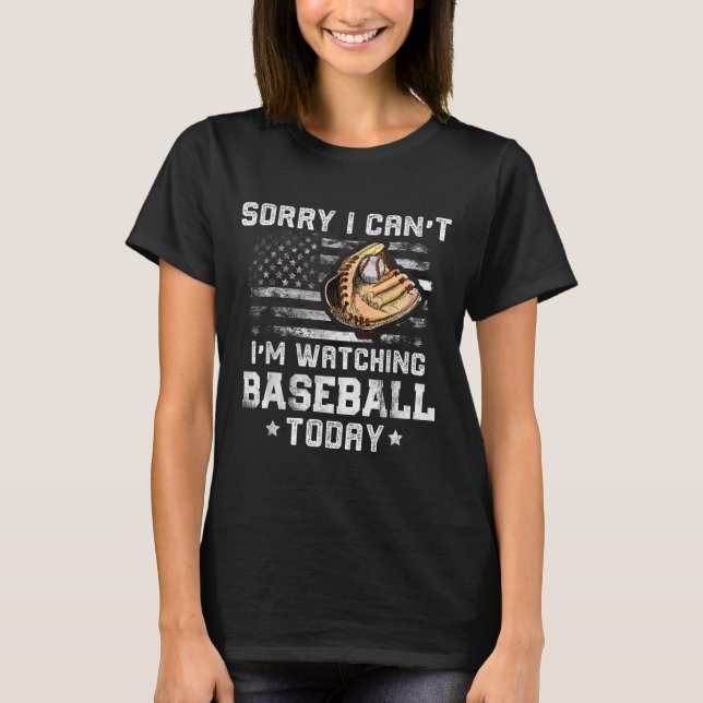 Funny Baseball Boys Sorry I Can't I'm Watching Bas T-Shirt (Front)