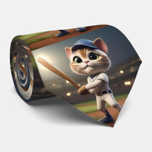 Funny Baseball Cat, Tie