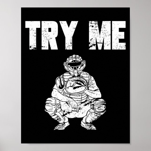 Funny Baseball Catcher Poster (Front)